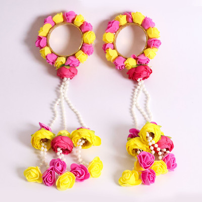 TheQueenVibes Fabric Pink, Yellow Jewellery Set(Pack of 1)