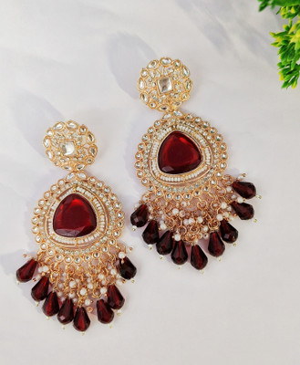 RishanCreations Brass Brass, Gold-plated Maroon Jewellery Set(Pack of 1)