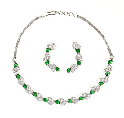 RANIT CREATION Brass Rhodium Green Jewellery Set(Pack of 1)