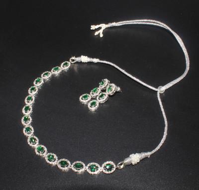 Gleamora Copper Silver Green Jewellery Set(Pack of 3)