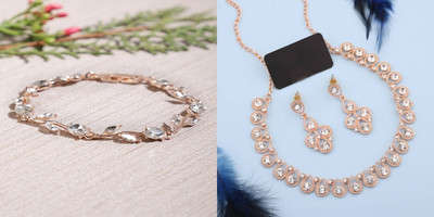 Gorgeous Gems Copper White, Pink Jewellery Set(Pack of 2)