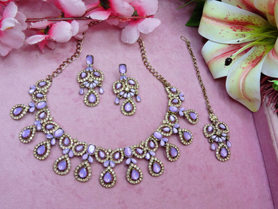 VATSALYA creation Alloy Gold-plated Purple Jewellery Set(Pack of 1)