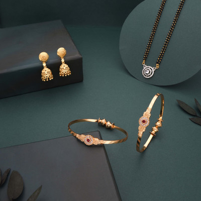 Sangria Brass Gold-plated Gold Jewellery Set(Pack of 3)