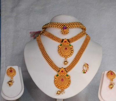 MandM Fashion Diva Alloy Gold-plated Gold Jewellery Set(Pack of 6)