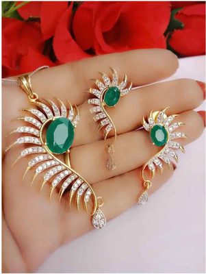Bhagya Lakshmi Alloy Gold-plated Green Jewellery Set(Pack of 1)