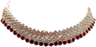 AA Fashion Stone Silver Red Jewellery Set(Pack of 1)