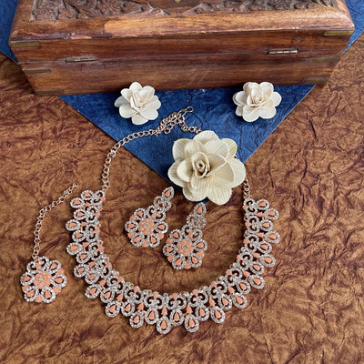 VATSALYA creation Alloy Gold-plated Beige Jewellery Set(Pack of 3)