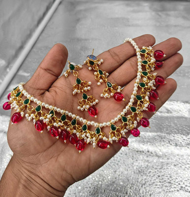 parth fancy artificial Alloy Red Jewellery Set(Pack of 1)