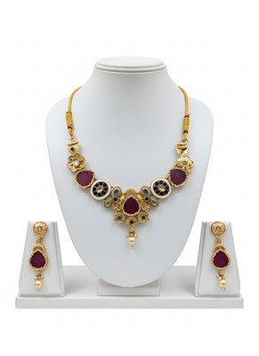 Rajasthankundan Alloy Gold-plated Multicolor Jewellery Set(Pack of 1)