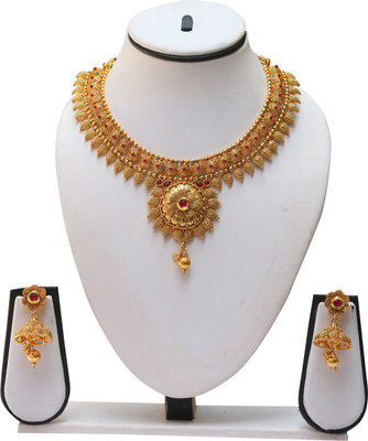 Swarajshop Alloy Gold-plated Maroon Jewellery Set(Pack of 1)