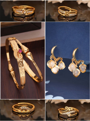 VEDDAA Brass Gold-plated Blue Jewellery Set(Pack of 6)