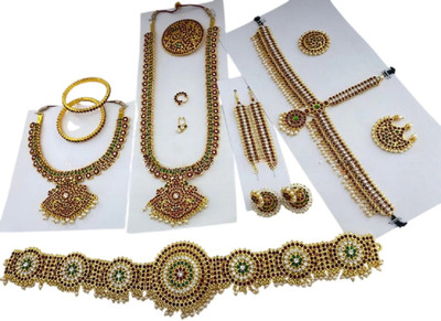 Elite trade Brass Gold, Red Jewellery Set(Pack of 1)