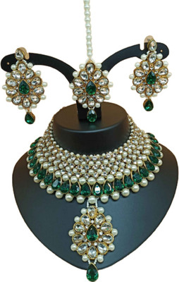 abdur raheem jewellers Alloy Gold-plated Green Jewellery Set(Pack of 1)