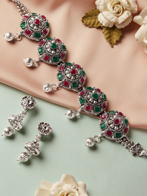 Rubans Elements Alloy Silver Silver, Red, Green Jewellery Set(Pack of 1)