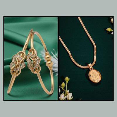 REEWAZIMPERIAL Brass Gold-plated Gold Jewellery Set(Pack of 2)