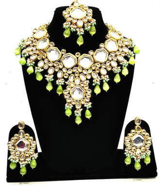 Shaili Craft Alloy Gold-plated Green Jewellery Set(Pack of 3)