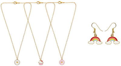 EnlightenMani Alloy Gold-plated Multicolor Jewellery Set(Pack of 4)