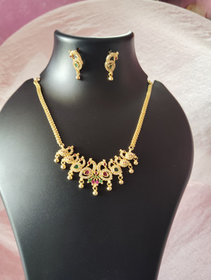 Jewelvault Brass Gold-plated Multicolor Jewellery Set(Pack of 2)