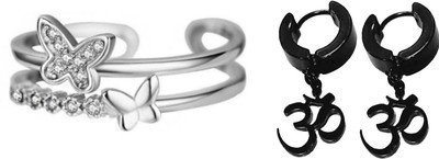 MAATRCHAAYA Alloy, Stainless Steel Titanium, Sterling Silver Silver, Black Jewellery Set(Pack of 2)