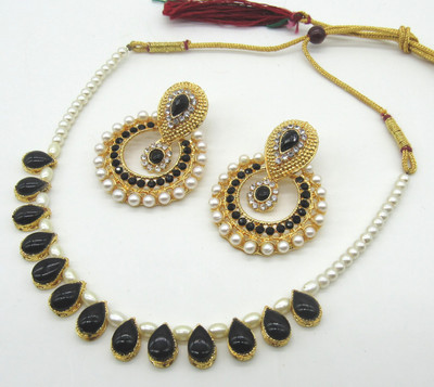 SHREE MAULI CREATION Alloy Gold-plated Black, Gold Jewellery Set(Pack of 3)