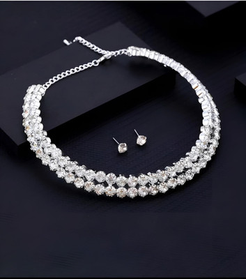 zainab Alloy Sterling Silver White Jewellery Set(Pack of 3)