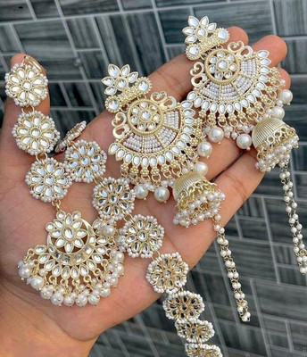 brado jewellery Brass Gold-plated White Jewellery Set(Pack of 1)