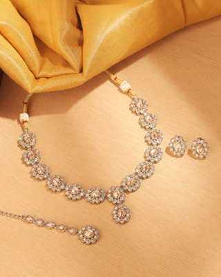 Saloni Fashion Jewellery Alloy Gold-plated Brown Jewellery Set(Pack of 4)