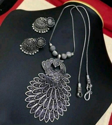 SUZEN Brass, Oxidised Silver Silver Jewellery Set(Pack of 1)