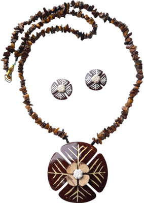 Organic Alankaar Wood Brown Jewellery Set(Pack of 1)