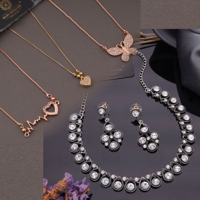 Sangria Brass Gold-plated Rose Gold, Gold, White, Silver, White Jewellery Set(Pack of 4)