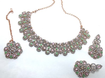 triveni creations Alloy Gold-plated Pink, Green Jewellery Set(Pack of 1)