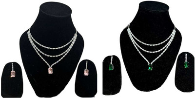 V.V. Sons Alloy Green, Pink Jewellery Set(Pack of 2)