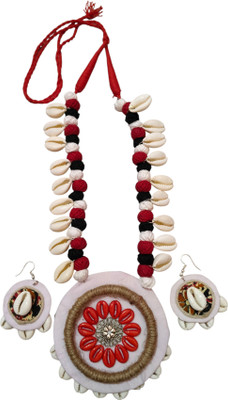 Monisa Creation Shell, Fabric Red Jewellery Set(Pack of 1)
