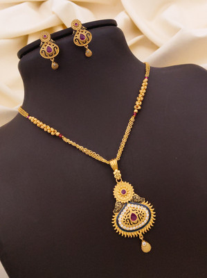 sakimo Brass Gold-plated Gold Jewellery Set(Pack of 1)