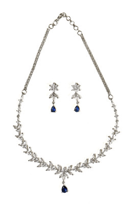GEMRON JEWEL Brass Rhodium Blue Jewellery Set(Pack of 1)