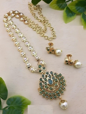 Laforword Brass Gold-plated Green Jewellery Set(Pack of 1)