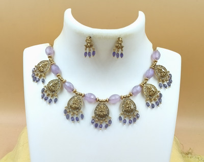 Joyful Alloy Gold-plated Purple Jewellery Set(Pack of 1)