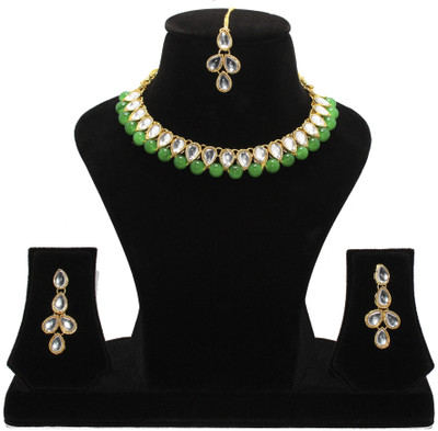 Nifty Mother of Pearl, Crystal Gold-plated Green, Gold Jewellery Set(Pack of 1)