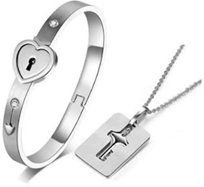 ruby collection Stainless Steel Silver Jewellery Set(Pack of 1)