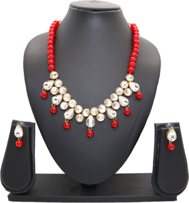 JN Handicraft Alloy Copper Red Jewellery Set(Pack of 1)