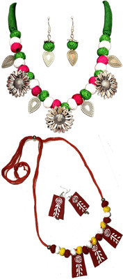 HOUSE OFF COMMON Oxidised Silver Multicolor, Red Jewellery Set(Pack of 2)