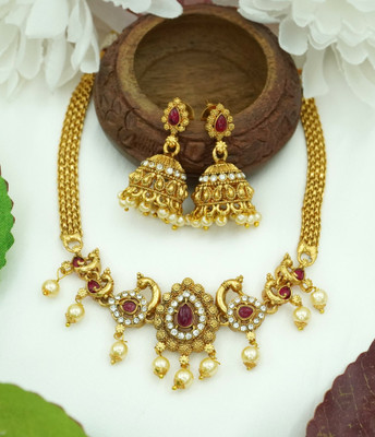 DC Alloy Maroon Jewellery Set(Pack of 1)