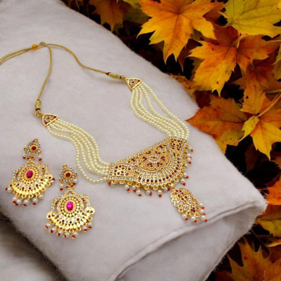 MK Gallery Alloy Gold Jewellery Set(Pack of 1)