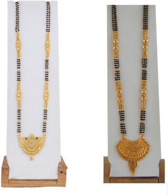 RAMDEV ART FASHION JEWELLERY Pack of 2 Unique Design Mangalsutra Set and Necklace For Women Brass Mangalsutra