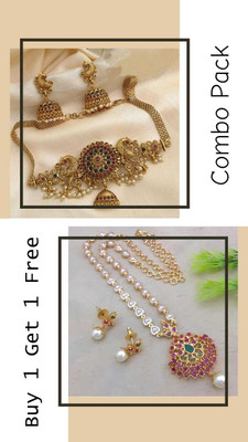 DIKSHA COLLECTION Alloy Gold-plated Multicolor Jewellery Set(Pack of 1)