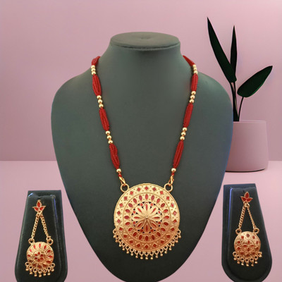PC DEALER Copper Gold-plated Red Jewellery Set(Pack of 1)