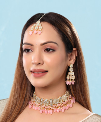 YELLOW CHIMES Metal Pink Jewellery Set(Pack of 4)