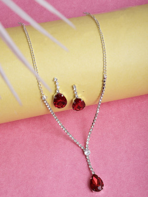 Velvet Jewelz Alloy Red Jewellery Set(Pack of 2)