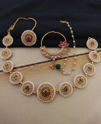 Aaruhi Creation Alloy Gold-plated Gold Jewellery Set(Pack of 3)