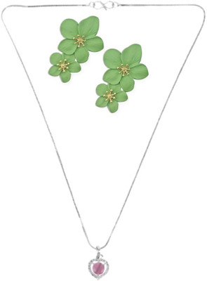 SRK Fashions Alloy Pink, Green Jewellery Set(Pack of 1)